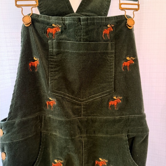 Kiel James Patrick Corduroy Overall Dress with Embroidered Moose Details - Picture 2 of 6